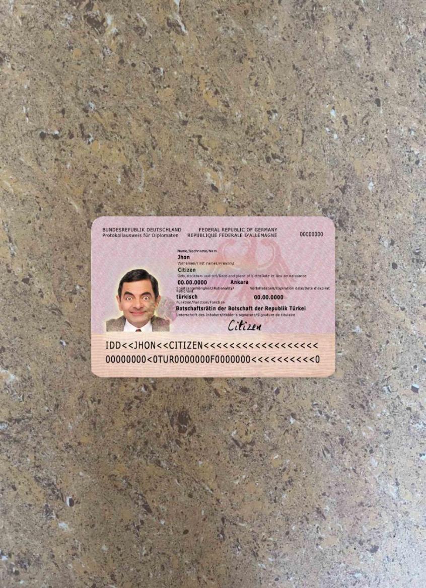 Blank Germany protokollausweis für diplomaten photolook sample